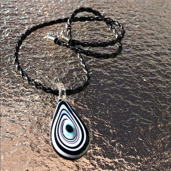 Evil eye Murano glass black leather cord genuine - Picture 4 of 5